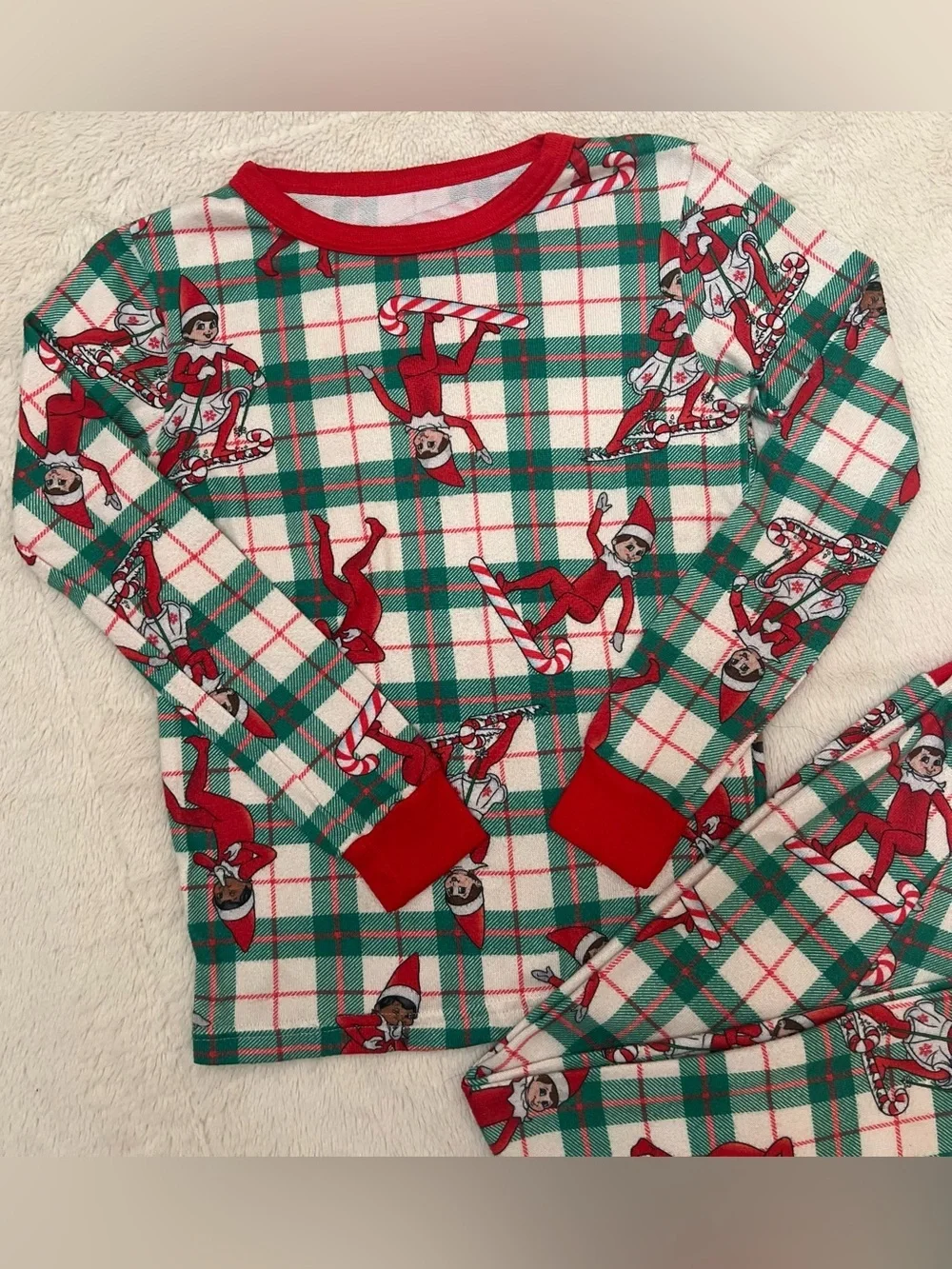 🎄 Elf on the Shelf Kids Pajama Set - Plaid Holiday - Size 10